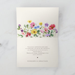 Landsbyggsbröllopet Wildblomma Rustic Chic Blommig Tack Kort