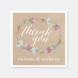 Landsbyggsbröllopet Wildblomme Wandeand on Kraft Pappersservett