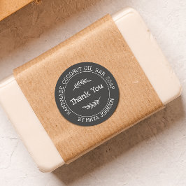 Landsbygs kolgrå Handgjord Tack Runt Klistermärke