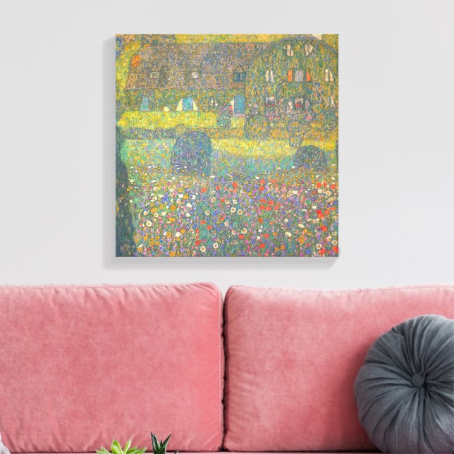 Landsbyhus vid Attersee av Gustav Klimt Canvastryck (Insitu (Vardagsrum))