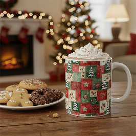 Landsbyplagg jul patchworkmönster kaffemugg
