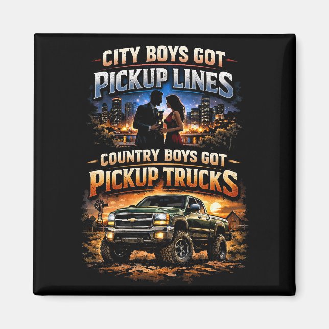 Landsbypojkar Har Pickup Trucks Magnet (Framsidan)