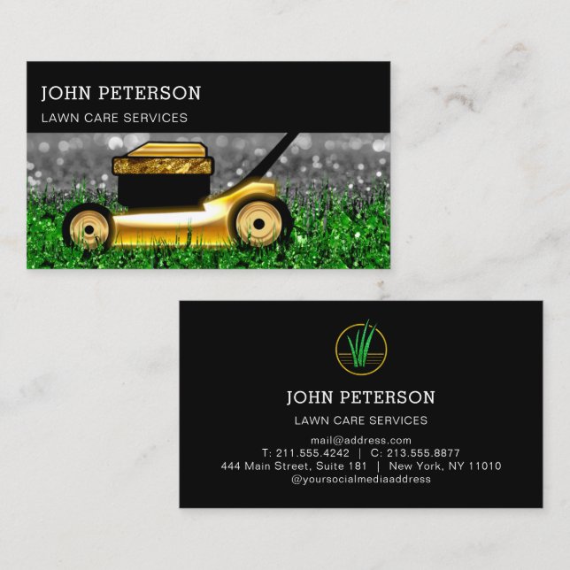 Landscap för  gräddningstjänst för gräsmatta visitkort (Fram/baksida)
