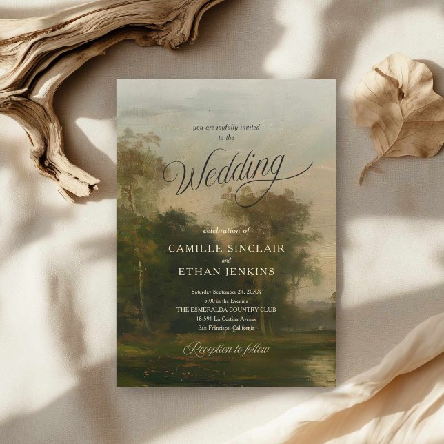 Landscape Art Wedding Invitation Inbjudningar (Old Money Elegant Wedding Invitation)