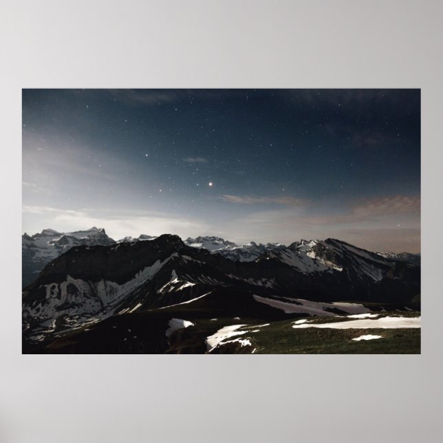 LANDSCAPE-FOTOGRAFI AV SVART OCH VITMOUNTAIN POSTER (Framsidan)