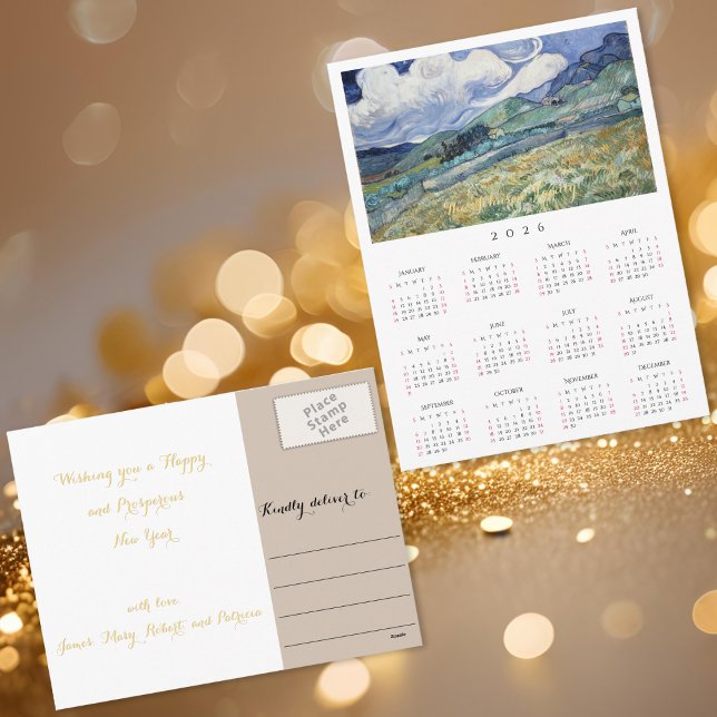 Landscape France Vincent Van Gogh 2026 Calendar Helg Vykort (Landscape France Vincent Van Gogh 2026 Calendar Holiday Postcard)