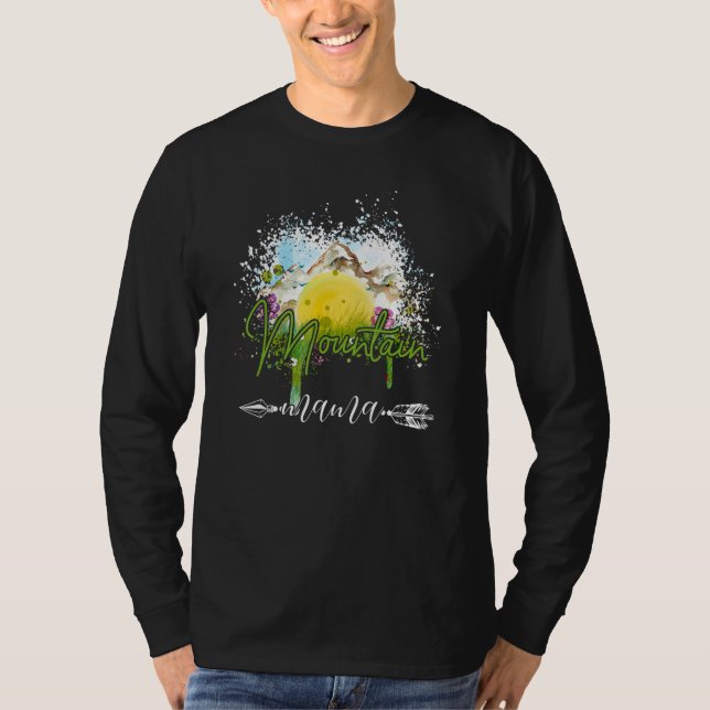 Landscape Mountain Mama Hiking Mom Flower Mothers  T Shirt (Framsida)