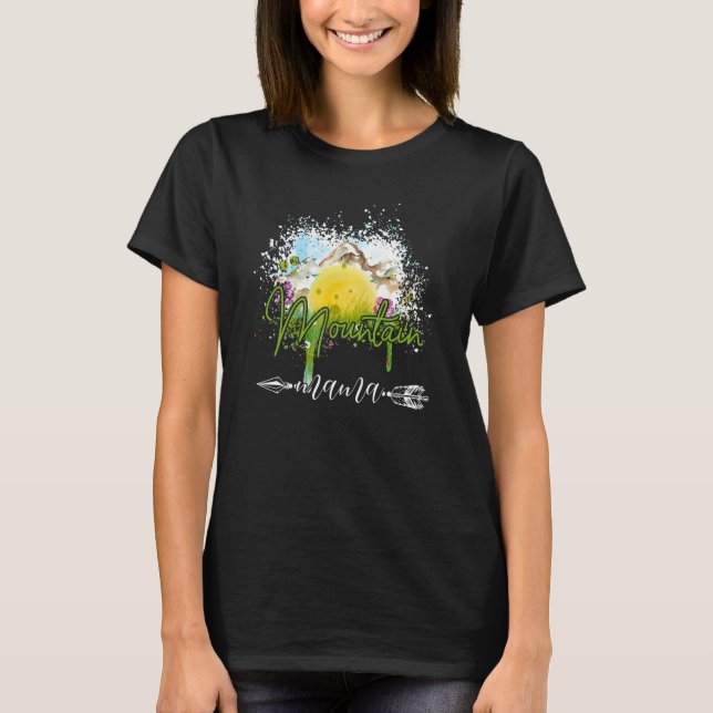 Landscape Mountain Mama Hiking Mom Flower Mothers  T Shirt (Framsida)