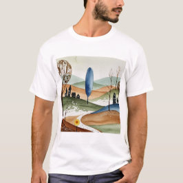 landscape of hills with small houses t shirt