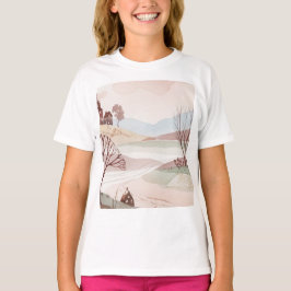 landscape of hills with small houses t shirt