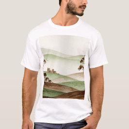 landscape of hills with small houses t shirt
