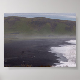 Landscape of the black beach in Iceland Poster