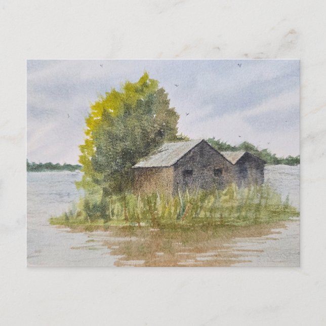 Landscape watercolor painting  vykort (Framsida)