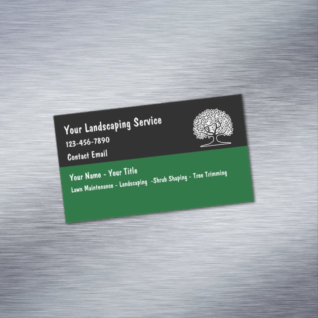 Landscaping And Lawn Service Simple Magnetiska Visitkort (In Situ)