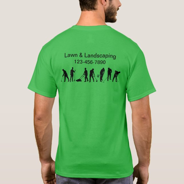 Landscaping Business Logo Work Shirts T Shirt (Baksida)