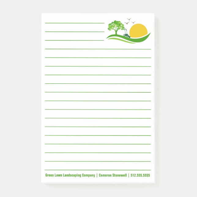 Landscaping Company Lawn Mowing Service Custom Post-it Block (Framsida)