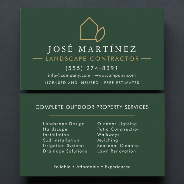 Landscaping Contractor Professional Business Card Visitkort (Skapare uppladdad)