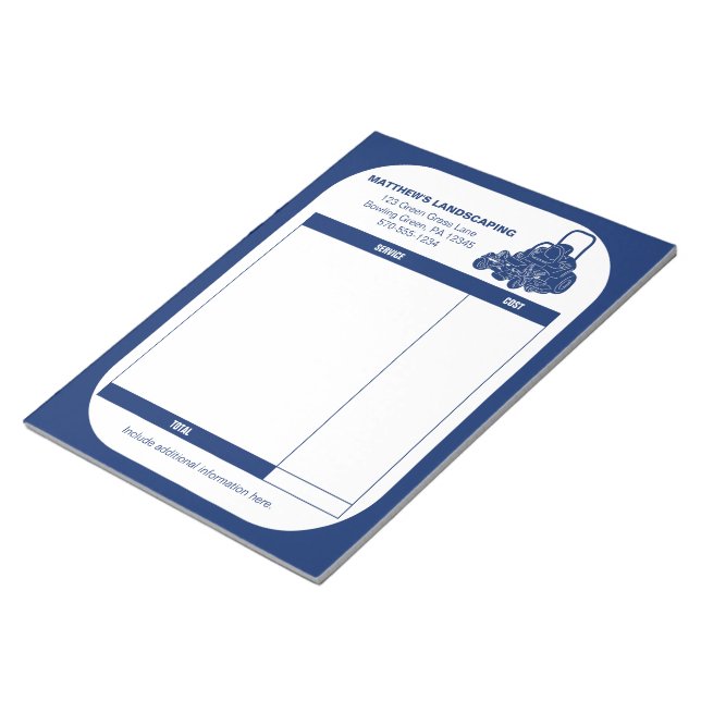 Landscaping Gräsmatta Mwing Business Receipt Fvoic Anteckningsblock (Vinklad)