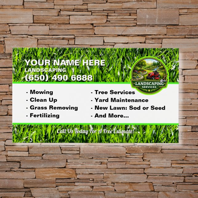Landscaping Lawn Care Mower Business Card Grass Visitkort (Skapare uppladdad)