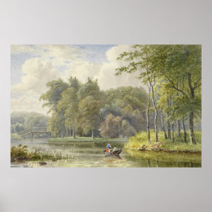 Landschap met Figuren i Vintagen Roeibootje Poster