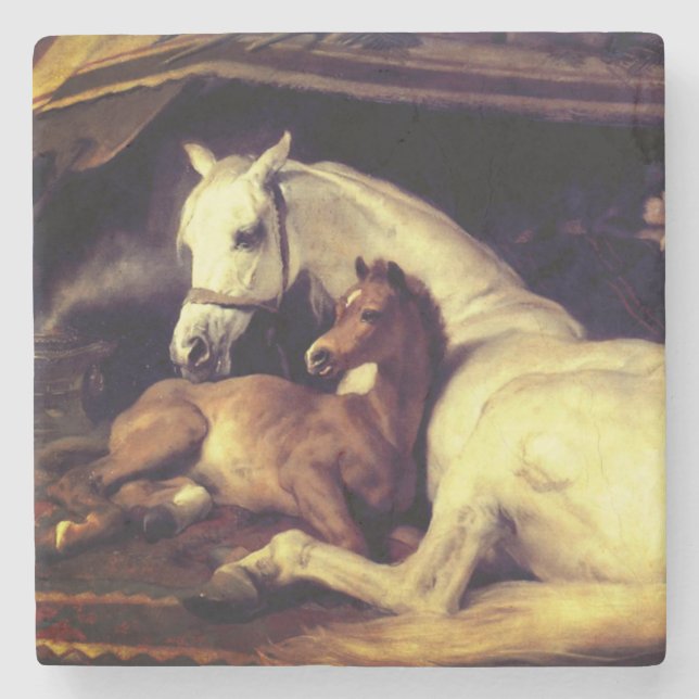 Landseer Horses Stenunderlägg (Framsidan)