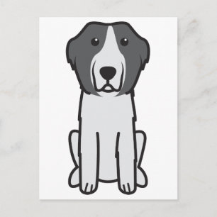 Landseer Hund Tecknad Vykort
