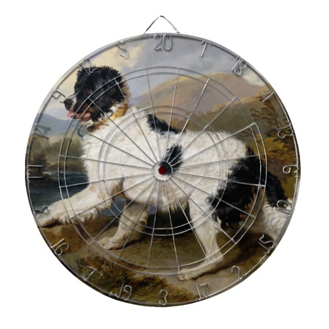 Landseer Newfoundland Hund (Black and White Animal Darttavla (Framsidan)