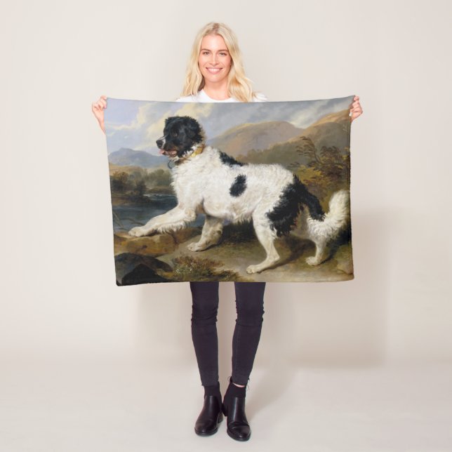 Landseer Newfoundland Hund (Black and White Animal Fleecefilt (På plats)