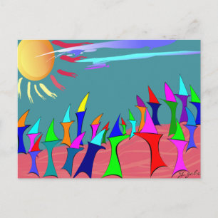 Landshajarnas familjeåterförening~~Whimsical Art Vykort