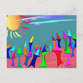Landshajarnas familjeåterförening~~Whimsical Art Vykort