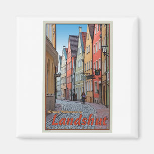 Landshut - biker på kullerstengränden magnet