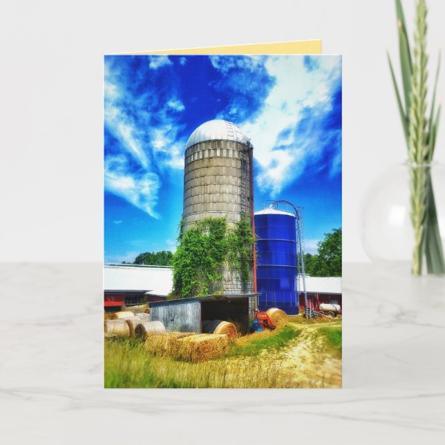 Landsilos och höbalar i Davisburg, MI Kort (Framsida)