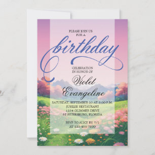 Landskap Anime Birthday Inbjudningar