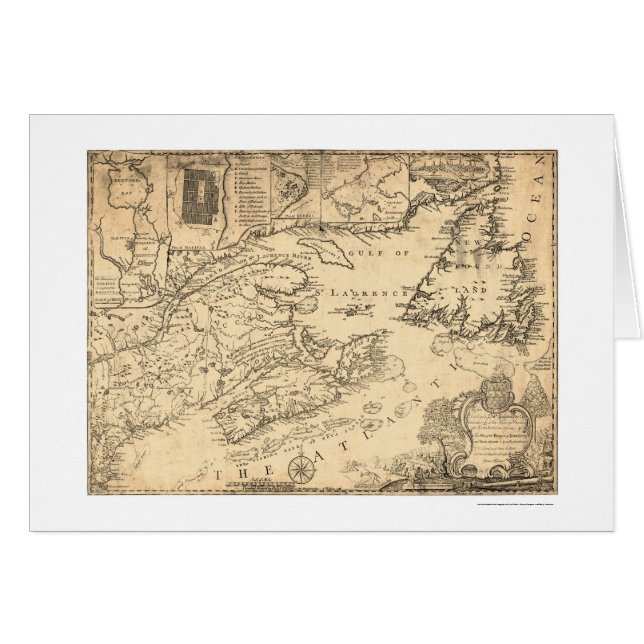 Landskap av den Nova Scotia Kanada kartan 1776 Hälsningskort (Framsidan Horizontal)