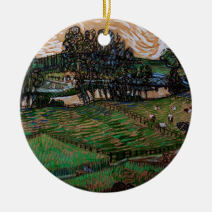 Landskap, Bro över Oise av Vincent van Gogh Julgransprydnad Keramik