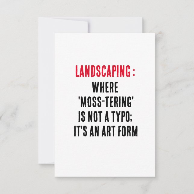 Landskap där mostering inte är ett typsnitt, det" tack kort (Framsida)