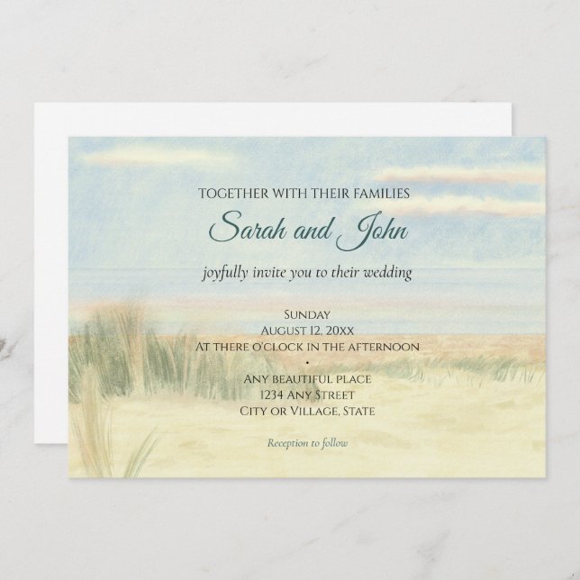 Landskap för havsfärgning i bröllop inbjudningar (Fram/baksida)