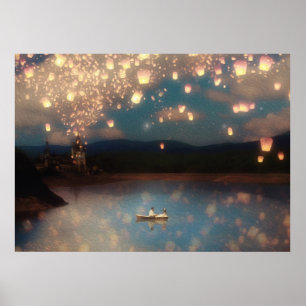 Landskap för kärlek Wish Lanterns Poster