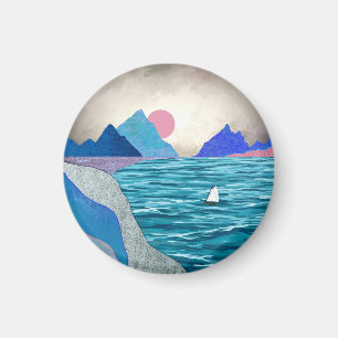 Landskap för segelbåtskuva magnet