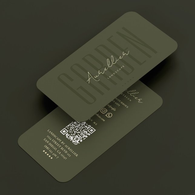 Landskap Gardener Botanist Arborist Grönt Modern Visitkort (Landscape Gardener Botanist Arborist Green Modern Business Card
)