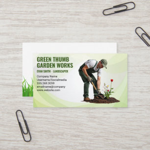 Landskap Gardener Planting Flowers Visitkort