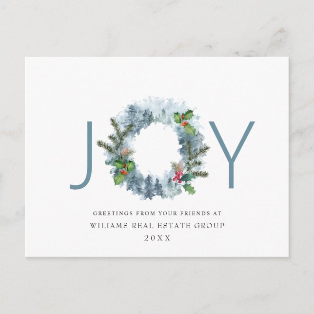 Landskap God jul Holly Berry Helgdag Vykort (Framsida)