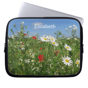 Landskap, himlar, blommor, sommar, ängar, fält laptop fodral