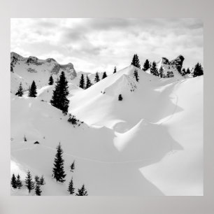 Landskap i Alperna: Snöfira Träd-bergen Poster