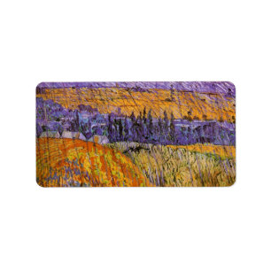 Landskap i Auvers i Rain av Vincent van Gogh Adressetikett