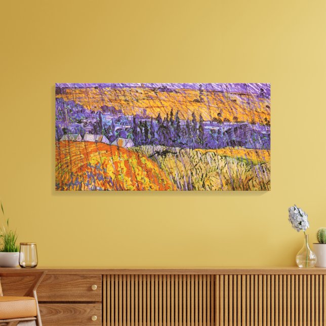 Landskap i Auvers i Rain av Vincent van Gogh Canvastryck (Insitu (Vardagsrum))