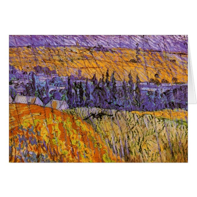Landskap i Auvers i Rain av Vincent van Gogh Hälsningskort (Framsidan Horizontal)