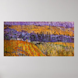 Landskap i Auvers i Rain av Vincent van Gogh Poster