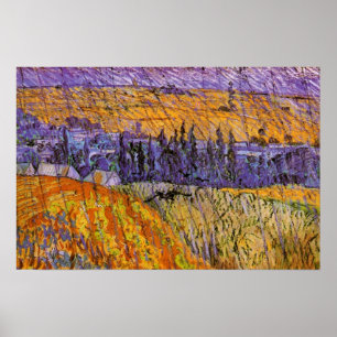 Landskap i Auvers i Rain av Vincent van Gogh Poster
