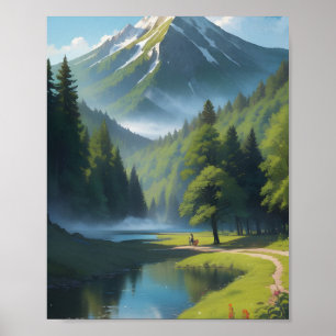Landskap i bergslandskapet poster